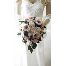Check spelling or type a new query. Dusty Rose And Navy Blue Cottage Rose Sola Flower Bridal Etsy In 2021 Navy Bridal Bouquet Rose Gold Bouquet Cascading Bridal Bouquets