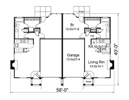 Duplex plans with 1 bedroom per unit: One Bedroom Duplex 57250ha Architectural Designs House Plans