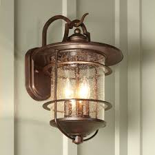 Rustic Outdoor Wall Light Fixture Led Bronze 11 1 2 Seedy Glass Exterior House