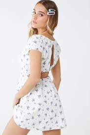 Mini dress mesh overlay thin elasticated straps gathered material ay bust pinched detailing at sides. Buy Ivory Periwinkle Floral Print Mini Dress For Women Online By Forever21 Forever21 In