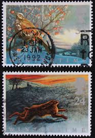 Wintertime Animals Postage Stamp Set United Kingdom 1992 Used Postmarked Postal Stamps European Hare Redwing Scrapbooking Supply In 2020 Postage Stamps Stamp Set Winter Time