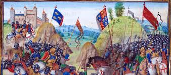 102 Battle Of Crecy 1346 Edward Iii Beat Philip Vi Chroniques Sire Jean Froissart Bibliotheque Nationale De France In 2020 Medieval Manuscript Painting Medieval