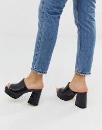 Shop gg thong sandal online at bloomingdales.com. Asos Design Happy Chunky Platform Mules In Black Croc Modesens