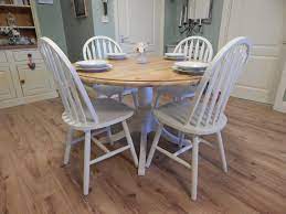 Target / furniture / farmhouse kitchen table sets. Vintage Round Solid Pine Farmhouse Dining Table 4 Chairs Moonstripe