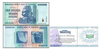 Image result for zimbabwe billion dollar note