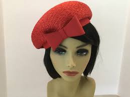 1960's Red Straw Beret With Bow, Midcentury Spring/summer Beret Hat,stylish  Hat With Bow, Midge Hat