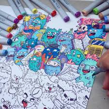 Doodle Art Seni Doodle Lukisan Pensil Warna Lukisan