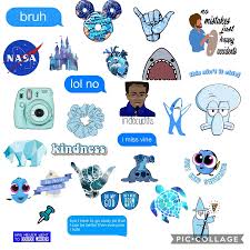 The subtle blue texture in the background helps to give weight to the shapes, and brings them down to earth. Blue Aesthetic Sticker Collage Aesthetic Stickers Iphone Case Stickers Tumblr Stickers