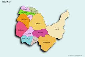 The map shows a city map of kabul and the location of kabul airport (iata code: Mapas Panosundaki Pin