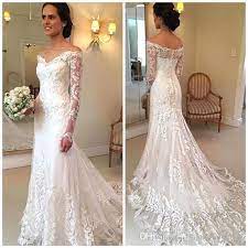 2017 New Arrival Elegant White Full Lace Off The Shoulder Wedding Dress Wedding Dress Long Sleeve Long Sleeve Wedding Dress Lace Mermaid Maternity Bridal Dress