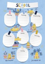 Vertical A4 Schedule For Kids With Sheet Stickers With Space For Notes School Timetable Kids Schedule Schedule Design