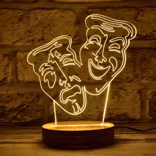 Hediyelik Tiyatro Mask Gorselli Dekoratif Aydinlatma Lamba Led Illustration