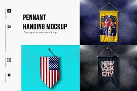 Flag Pennant Hanging Mock Up Mockup Free Psd Mockup Business Card Logo