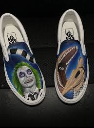 Beetlejuice Vans The Custom Movement In 2020 Halloween Shoes Trendy Shoes Sneakers Painted Shoes