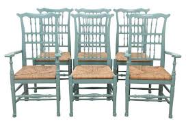 Provencial French Rush Seat Dining Chairs Light Blue Paint S 6 Dining Chairs French Country Chairs Seating