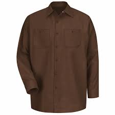 Sp14cb Men S Chocolate Brown Long Sleeve Industrial Work Shirt