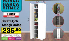 8 raflı çok amaçlı dolap 181x50x37 cm en uygun fiyat seçeneği, 150 tl ve üzeri alışverişlerde ücretsiz kargo fırsatı ve daha birçok gardırop ürünü a101'de! 8 Rafli Cok Amacli Dolap Indirimde Market