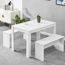 Check spelling or type a new query. Boju White Kitchen Dining Table And 2 Benches Set Wooden Seat For 4 People Use Small Space Wooden Dinette Set Buy Online In Bahamas At Bahamas Desertcart Com Productid 154126001
