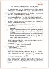 Icse Class 10 Physics Chapter 4 Refraction Of Light At Plane Surfaces Revision Notes Revision Notes Refraction Of Light Physics Notes