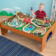 100 piece wooden train set table with reversible car play table & drawer. Play Sets Train Table Train Set Table Wooden Train Set