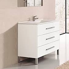 Vasque ceramique salle de bain. Ducha Es Indus Ensemble De Salle De Bain Avec Meuble Et Plan Vasque En Ceramique 60cm Blanc Brillant Amazon Fr Cuisine Et Maison