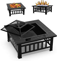 Don't ever put this on your fire pit when it's still remotely hot, i had several emails from worried readers that putting a wooden cover over a fire pit isn't a good idea. Buy Goognice Fire Pit Outdoor Fire Pits With Ceramic Tile Tabletop Outdoor Wood Burning With Spark Screen Cover And Poker Online In Hong Kong B08tbn9snp