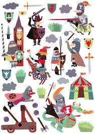 collection chevaliers anniversaire chevalier dragons autocollant