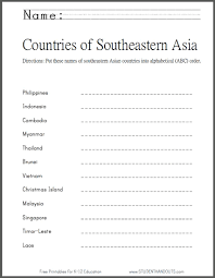 List of countries in asia in alphabetical order. Countries Of Se Asia Abc Order Worksheet Student Handouts