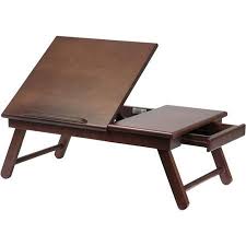 Winsome Alden Lap Desk Bed Tray With Drawer Walnut Walmart Com Laptop Desk For Bed Lap Desk Lap Tray
