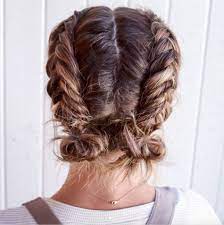 Gone are the days when people think that you need to have long, cascading locks in order to wear braids.now, even women with bobs and lobs can wear braids, including the half up fishtail braid for short hair. Double Dutch Fishtail Buns Braids For Short Hair Short Hair Styles Long Hair Styles