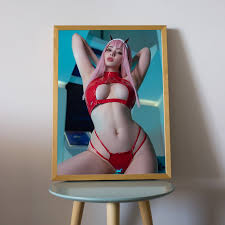ZERO TWO 002 seksowna dziewczyna Cosplay alina-becker HD plakat na płótnie  wall art malarstwo dekoracyjne Home Decor malowanie rozmiar niestandardowy  - AliExpress