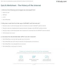 An update to google's expansive fact database has augmented its ability to answer questions about animals, plants, and more. Quiz Worksheet The History Of The Internet Study Com