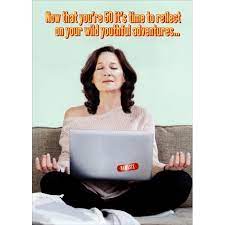 Maybe you would like to learn more about one of these? Oatmeal Studios Meditating Woman With Laptop Funny Humorous 50th Birthday Card For Her Walmart Com Walmart Com