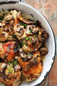 Oven Roasted Chicken With Mushrooms And White Wine Recipe Oven Roasted Chicken Mushroom Chicken Roasted Chicken