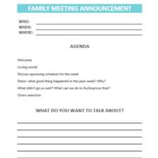Monthly and weekly agenda 2. Family Meetings How To Who What When And Why