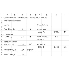 Use Excel Formulas For Orifice Venturi Meter And Ideal Gas