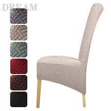85% polyester 15% spandex fabric makes our dining chair covers more stretchy and durable, ensuring both good function and comfort. Plus Xl Size Dining Room Chair Cover High Back Stretch Polar Fleece Fabric Stripe Slipcovers Seat Covers For Hotel Banquet Home Decor Wish