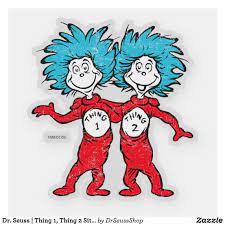 Dr Seuss Thing 1 Thing 2 Sitting Sticker Zazzle Com Dr Seuss Svg Seuss Thing 1