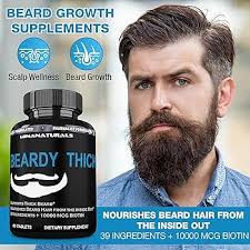 Amazon.com: MINANATURALS BEARDY Thick Beard Growth Vitamins for Men, B7  Biotin 10000 mcg, Keratin, Collagen, Silica, and 36 More. Grow Beard  Thicker, Stronger. Facial Hair Growth Treatment. 60 Tablets : Health &  Household