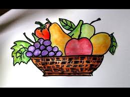 How To Draw Fruits In A Basket Buah Gambar Pendidikan Seni
