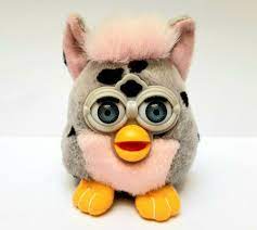 Talking Furby Buddies Keychain Pink And Grey Spotted Blue Eyes Plush Toy Rare Tigerelectronics Furby Vintage Toys Plush Toy