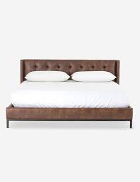 Shop wayfair for all the best faux leather beds. Vedette Vintage Brown Tufted Leather Wingback Bed