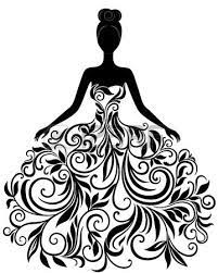 Vector Silhouette Of Young Woman In Elegant Wedding Dress Silhouette Art Free Art Prints Dress Vector