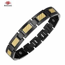 Black And Gold Carbon Fiber New Moocare Mens Black Titanium Magnetic Bracelets With Gold Carbon Fiber Insets Sports Band A Titanium Magnetic Bracelet Gold Chains For Men Bracelets For Men