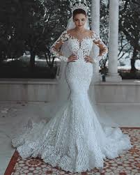 Gorgeous Wedding Dress Long Sleeve Mermaid Wedding Dress Bridal Gowns Mermaid Scoop Wedding Dress