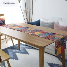 Free Shipping American Bohemian Table Runner Decoracion Mesa Hogar Cotton Linen Chemin De Table Tafel Patchwork Table Runner Bohemian Table Cheap Table Runners