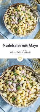 Kringelige Hornchennudeln Kleine Erbsen Gewurfelte Gewurzgurken Die Beste Fleischwurst Und Reichlich Mayo So Gelin Klassischer Nudelsalat Nudelsalat Nudel