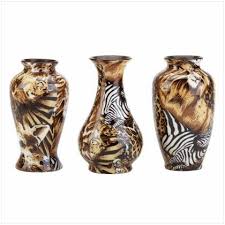 Animal Print Vase Set Safari Home Decor Animal Print Decor African Safari Decor