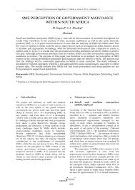 Pdf Sme Perception Of Government Assistance Within South Africa