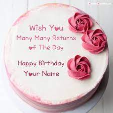 Create beautiful happy birthday cake with name edit. Red Rose Happy Birthday With Girl Name Wishes Photo Create